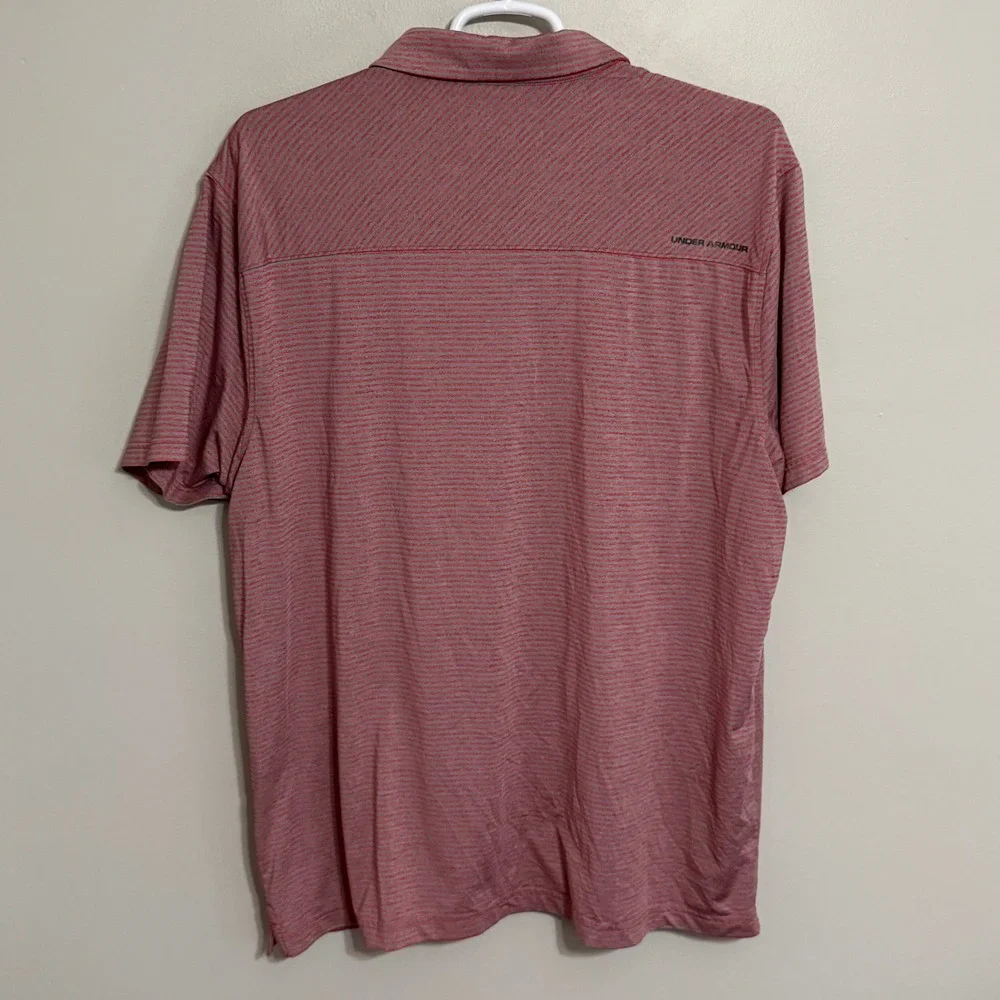 Under Armour Mens 3XL Red Gray Striped HeatGear Performance Golf Polo Shirt - Picture 3 of 6